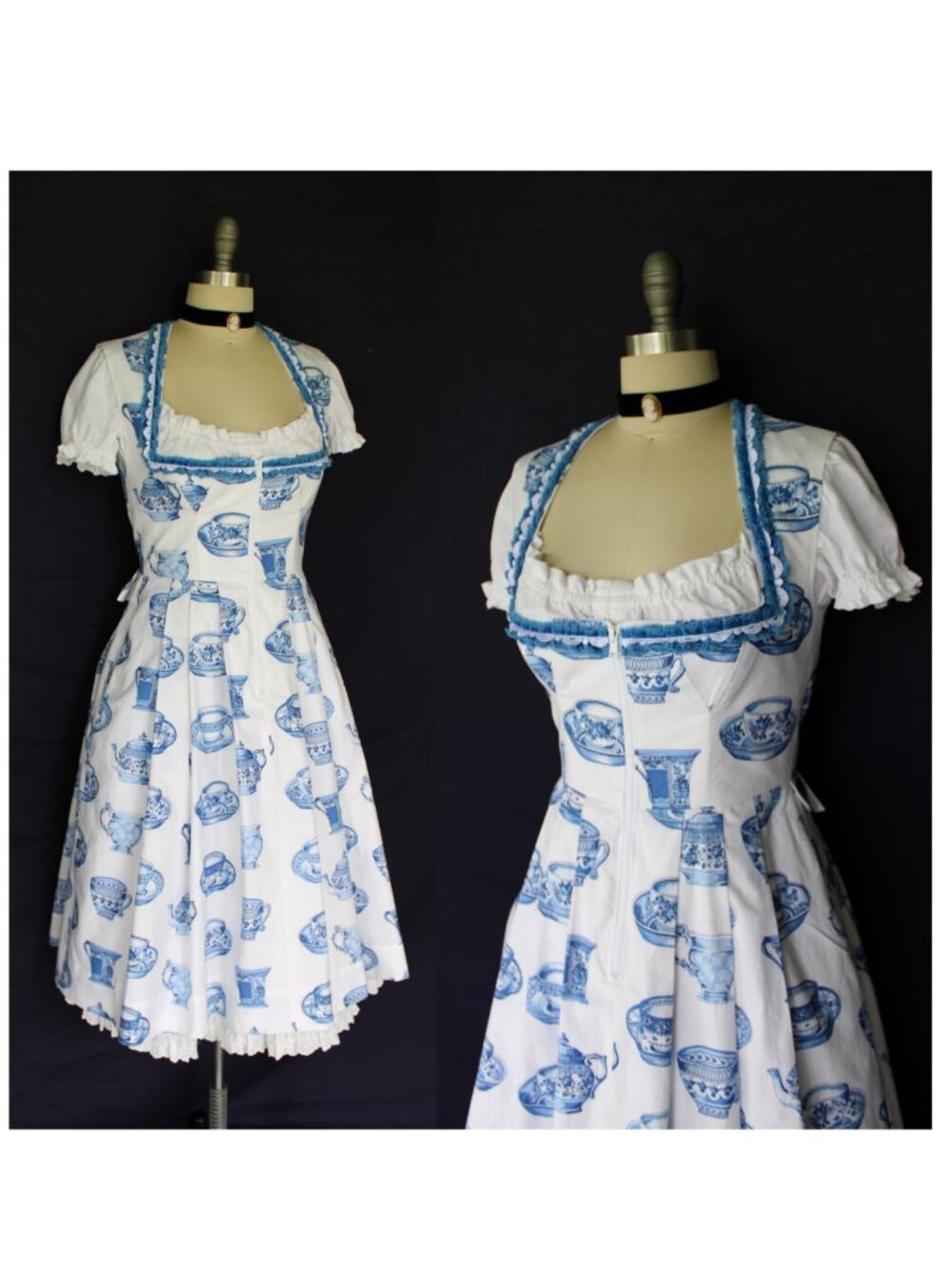 Custom Tea cup trachten German Bavarian Dirndl corset dress crochet lace set S